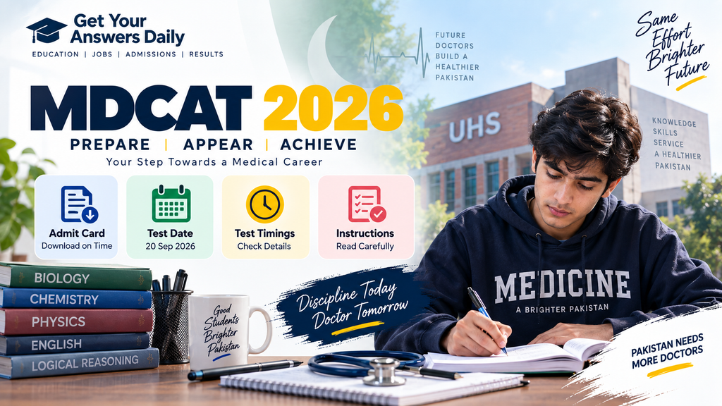 MDCAT 2026 admit card, test date and important exam instructions